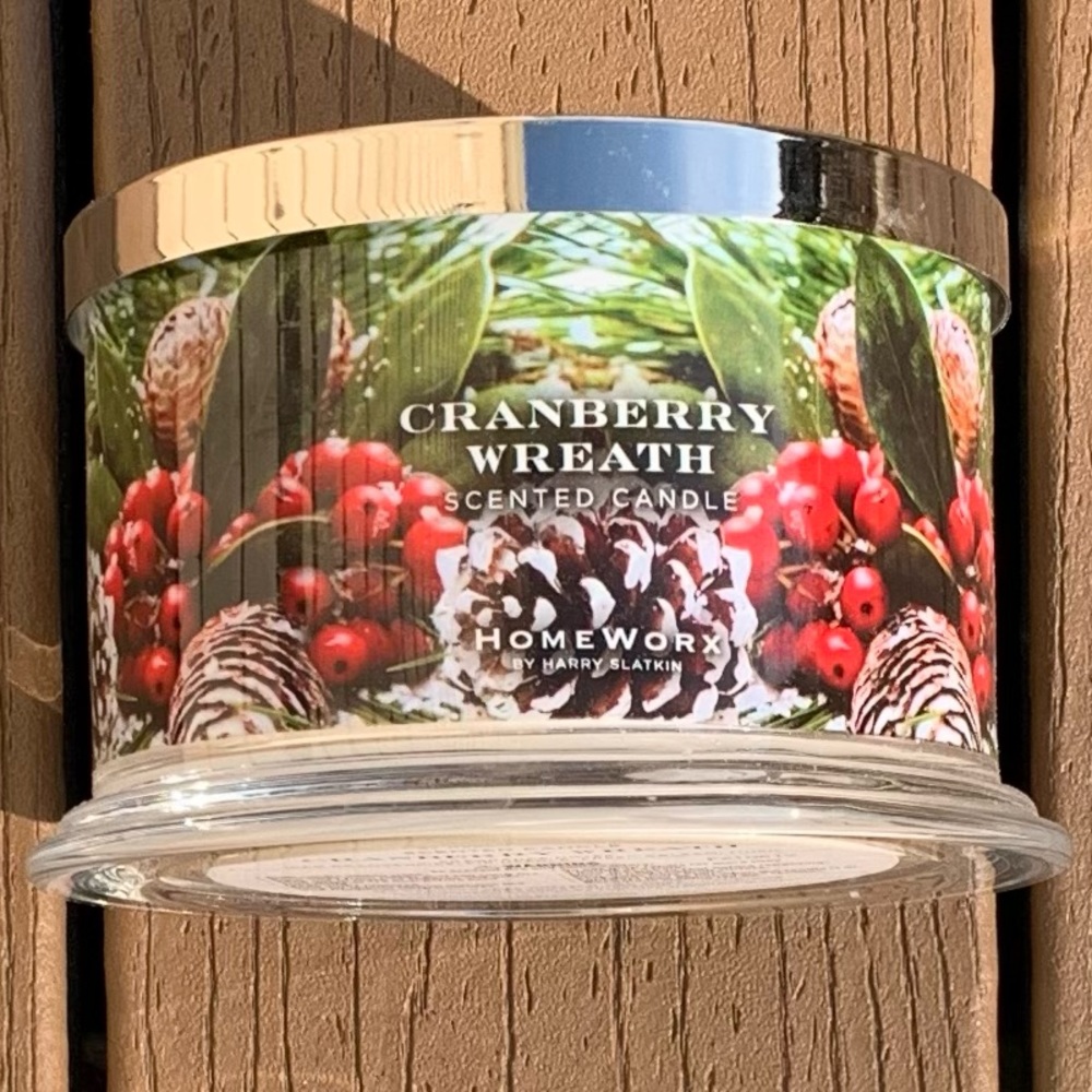 🆕HARRY SLATKIN HOMEWORX “CRANBERRY WREATH” 18oz 4-WICK CANDLE NWT!!!